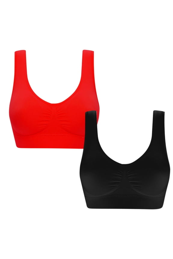 V Neck Sports Bra on Clearance Women's Bras No Wire Ladies Push-Up Bra Style-330 Women Scoop Bra Feature Adult Female T-Shirt Sports Bras Red 34B