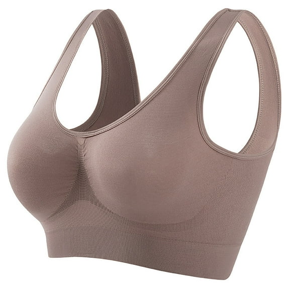 LLYWEY Wireless Bras for Women Cotton Sports Bras Women Ladies Full Coverage Bra Style-17 Women's Plus Soft Cup Bra Feature Adult Female Wireless Sports Bras Brown 40B