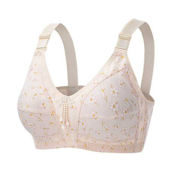 LLYWEY Wireless Bras for Women No Padding Cotton Bras Women Ladies One Shoulder Bra Style-1452 Women's Plus Push-Up Bra Feature Adult Female Bralette Sports Bras Beige 40B