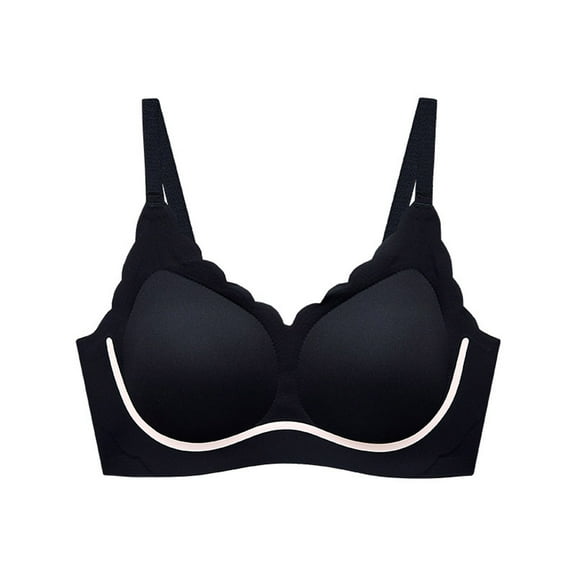 LLYWEY Wireless Bras for Women Push up Bra Wireless Ladies Push-Up Bra Style-210 Women Back-Smoothing Bra Feature Adult Female Plus Size Sports Bras Black 40B