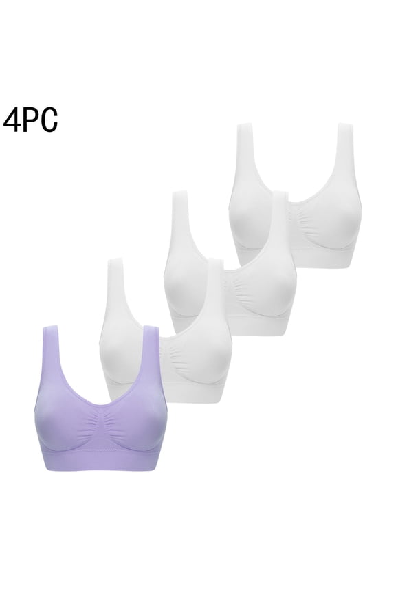 Wireless Breathable Bra Wire-Free Push up Bras Women Ladies Convertible Bra Style-1432 Women's Plus Double Support Bra Feature Adult Female Sports Sports Bras Purples 40B
