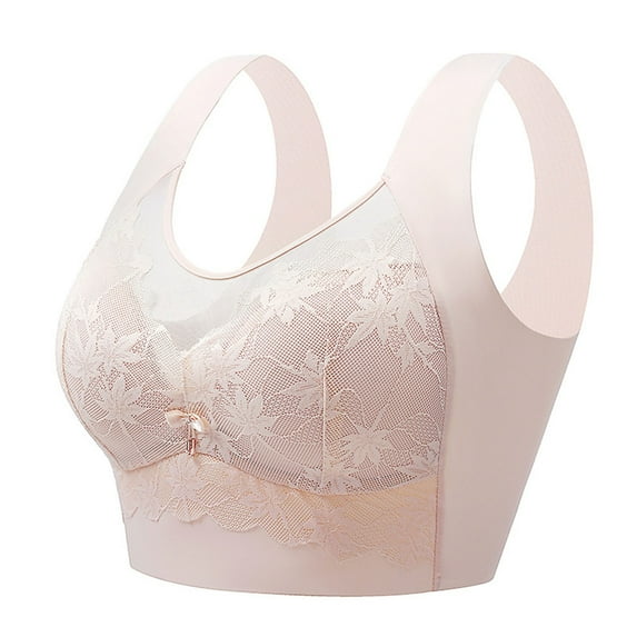LLYWEY Wireless Padded Bras for Women Plus Size Bras Women Full-Coverage Ladies Sport Bra Style-954 Women Lightly Lined Bra Feature Adult Female Cotton Sports Bras Beige 46B