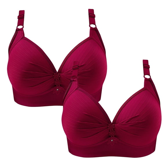 LLYWEY Women Bras No Underwire Plus Size Push up Bras Ladies Bralette Bra Style-896 Women's Plus Lightly Lined Bra Feature Adult Female Nursing Sports Bras Red 40B