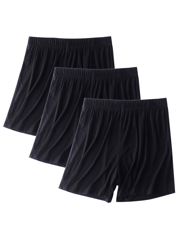 Womens Sleep 3 Pack Plus Size Cotton Casual Breathable Bottoms Sleepwear Solid Color Elastic Waist Pull on Short Pants Style ST-4 s