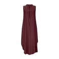 thumbnail image 1 of LLYWEY Women's Casual Satin Mini Dress - Ruched Front Sleeveless Round Neck with Pockets Silky Summer Night Dress, 1 of 7