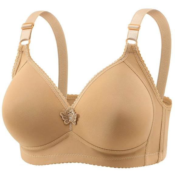 LLYWEY Women’s Plus Full Coverage Wireless Bras Hook & Eye Closure Push up Padded Bras No Underwire