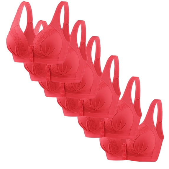 LLYWEY Womens Bra Clearance No Padding Bras Women Ladies Bralette Bra Style-397 Women's Plus Double Support Bra Feature Adult Female Bralette Sports Bras Red 44B