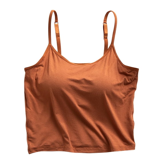 LLYWEY Womens Crop Tops Build in Bra - Female Spaghetti Straps Padded Sleeveless Cropped Tank Tops