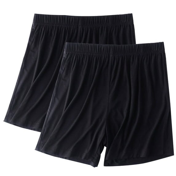 LLYWEY Womens Pajamas Shorts 2 Pack , Plus Size Cotton Sleep Shorts , 2pcs Casual Breathable Elastic Waist Pull on Pajamas Bottoms Shorts Sleepwear, Style ST-3, Black, M