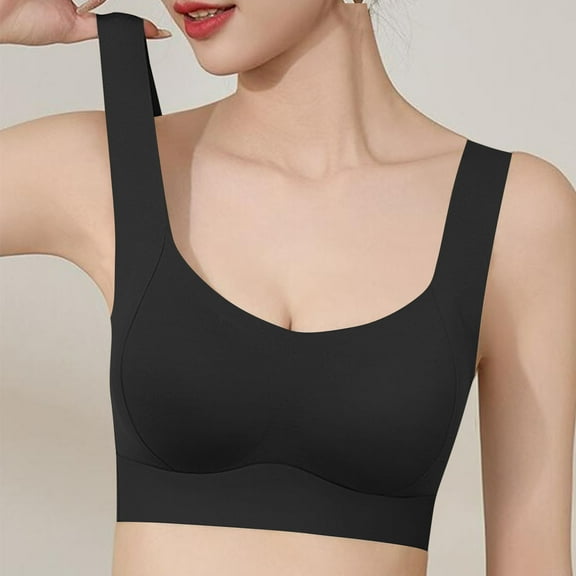 LLYWEY Womens Push up Bra Bras Women Wirefree Ladies Bralette Bra Style-1094 Women's Plus Extra Lift Bra Feature Adult Female Cotton Sports Bras Black 34B