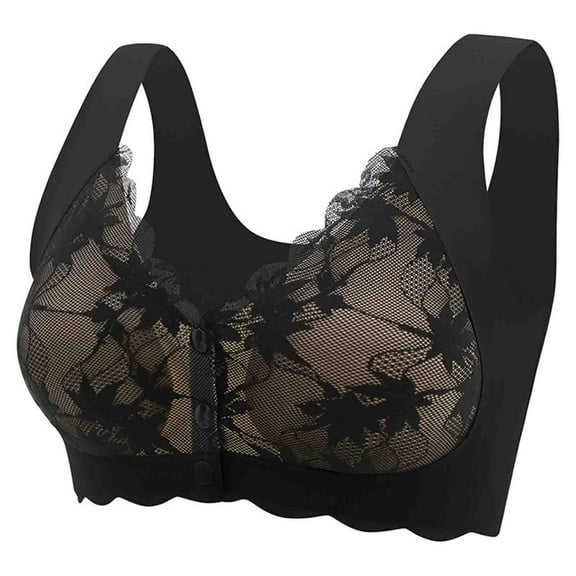 LLYWEY Womens No Wire Bra on Clearance Wire-Free Push up Bras Women Ladies Tie-Front Bra Style-1208 Women Soft Cup Bra Feature Adult Female T-Shirt Sports Bras Black 36B
