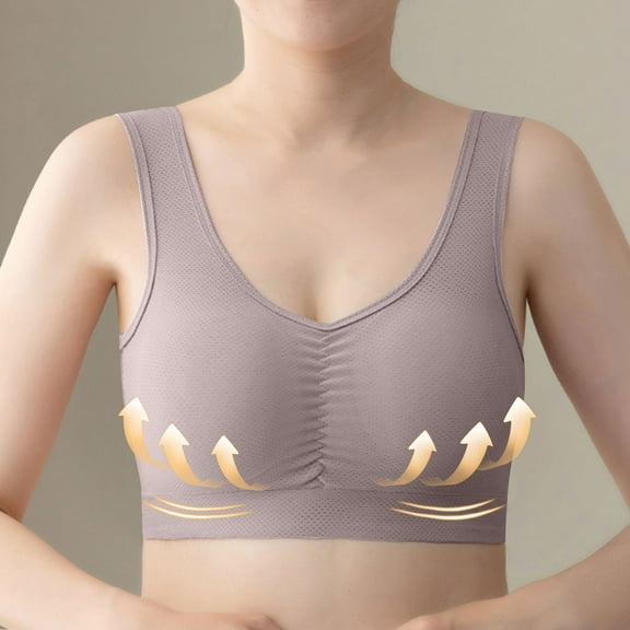 LLYWEY Womens No Wire Bra Plus Size Bras Women Ladies T-Shirt Bra Style-1310 Women's Plus Seamless Bra Feature Adult Female Sport Sports Bras Khaki 44B