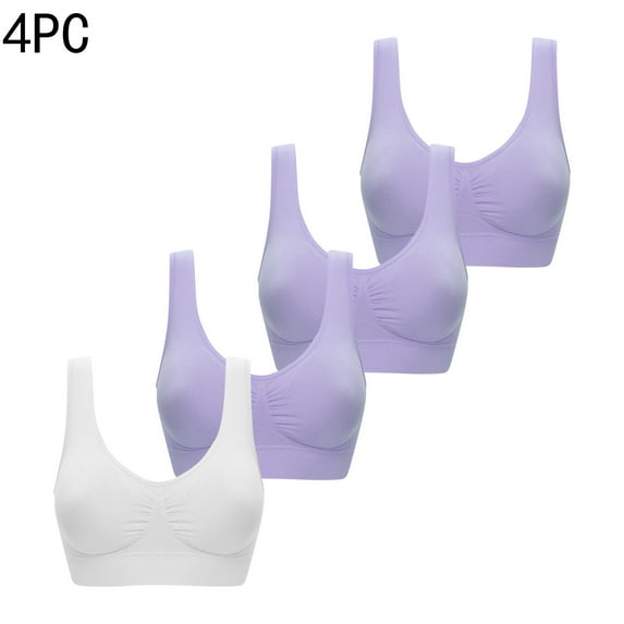 LLYWEY Womens Wireless Bras Comfortable No Wire Bras Women Ladies Lace Bra Style-1431 Women Molded Cup Bra Feature Adult Female Cotton Sports Bras White 42B