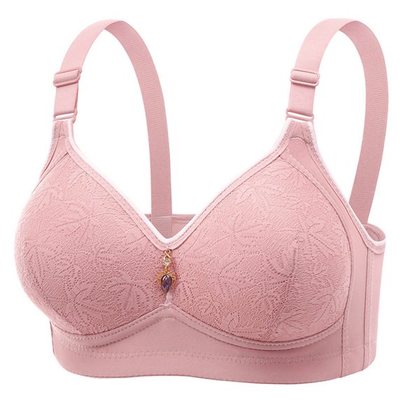 LLYWEY Womens Wireless Full Coverage Bras, Lace Push up Bras No Underwire Back Hook & Eye Closure