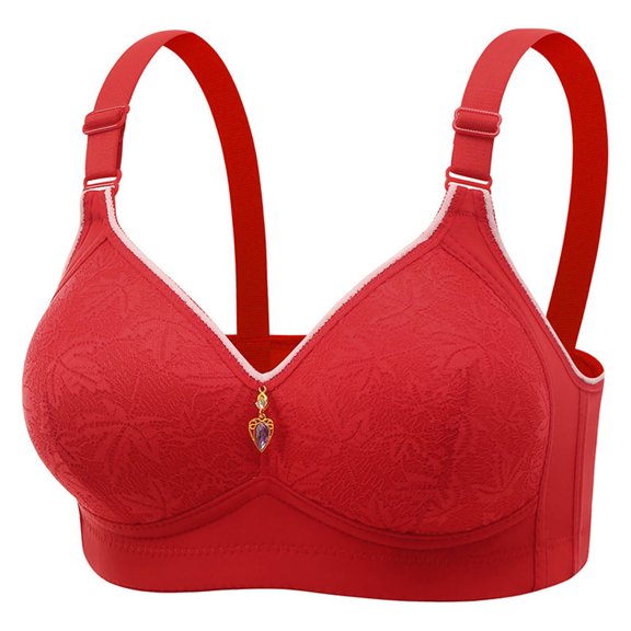 LLYWEY Womens Wireless Full Coverage Bras, Lace Push up Bras No Underwire Back Hook & Eye Closure