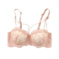 thumbnail image 1 of LLYWEY Womens Wireless Lace Bras Front Spaghetti Strap Push up Bras No Underwire Back Hook & Eye Closure, 1 of 3