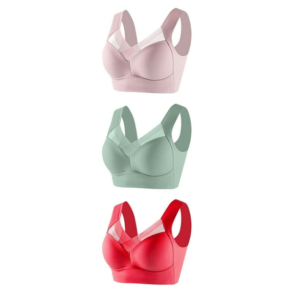 LLYWEY Workout Bras No Wire Bras Women Plus Size Ladies Convertible Bra Style-187 Women's Plus Back-Smoothing Bra Feature Adult Female Bralette Sports Bras Red 38B