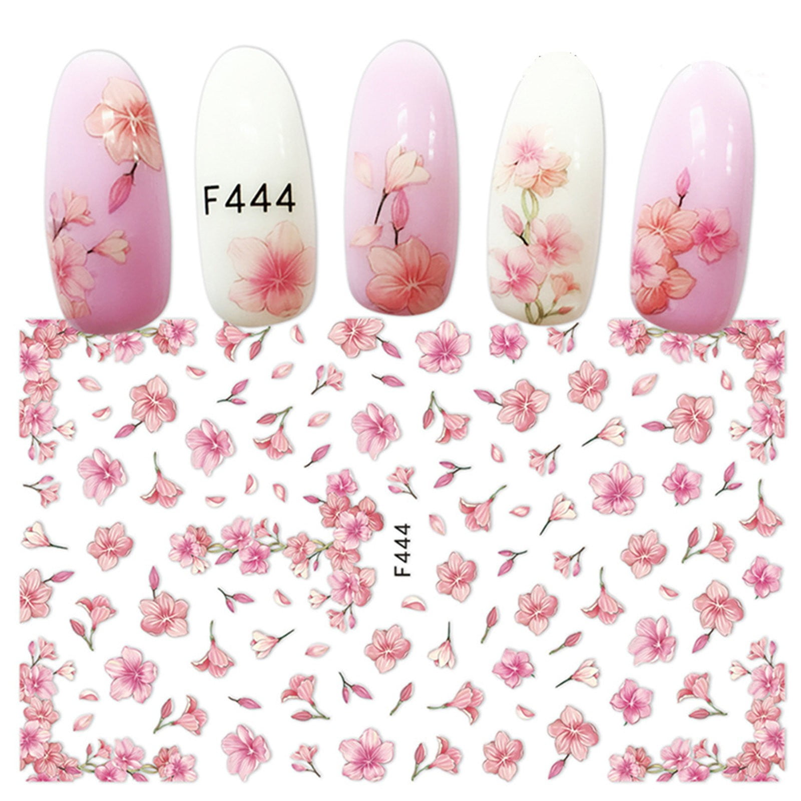 LLYZH Flower Nail Stickers Nail Sticker Peach Red Dry Flower 3D Back
