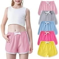 thumbnail image 1 of LLYwey 5 Pack Girls Athletic Soccer Shorts , Toddler Workout Running Shorts, Kids Casual Loose Breathable Drawstring Elastic Waist Basketball Sports Short Pants, Style-32, Multicolor, 8T, 1 of 9