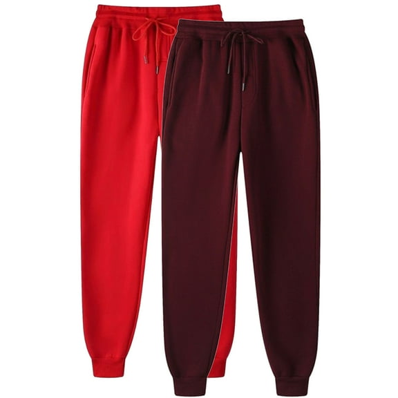 LLYwey Athletic Pants For Women 2PC Women's Casual Fashion Solid Color Home Pants for Sports and Can Worn Outside Binding Leg Pants Jogging Pants Female Long Pant Style H2312 Wine L