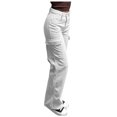 thumbnail image 1 of LLYwey Athletic Works Pants For Women Spring and Summer Women's Button Zipper Solid Fashion Casual Straight Jeans Pants Plus Size Wide Leg Pants Female Long Pant Style H1607 White L, 1 of 5