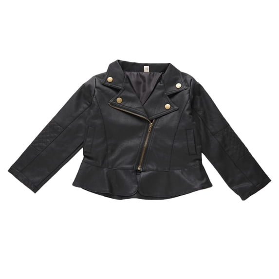 LLYwey Baby Girl Coats Baby Girls Kids Outfits Spring Lapel Jacket Zipper Outerwear Coat New Toddler Long Sleeve Casual Jackets Outwear Black 6-12 Months