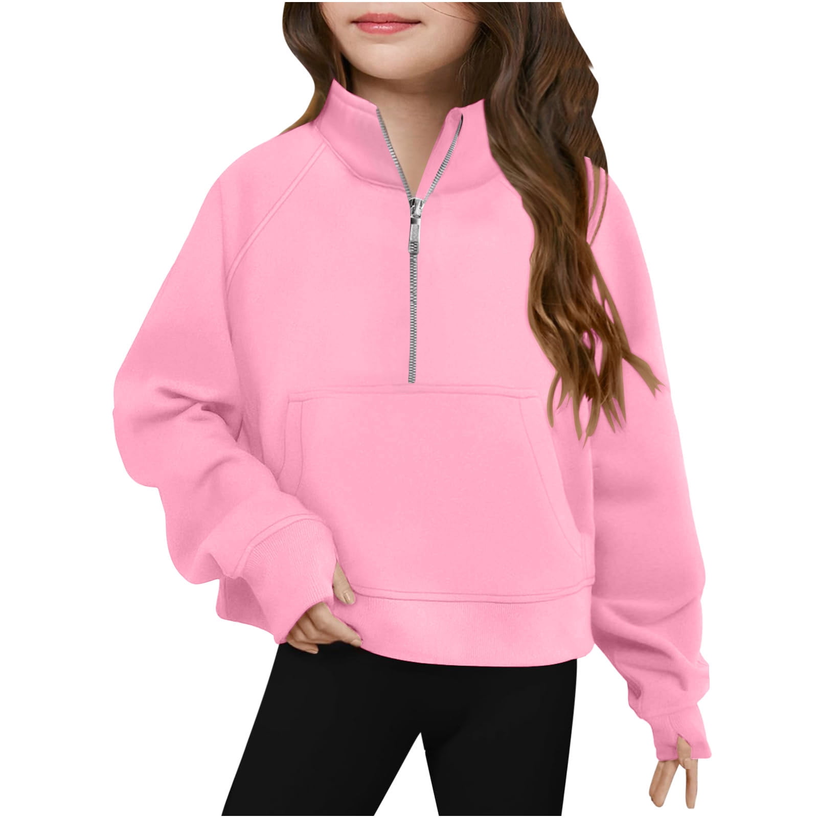 LLYwey Big Girls Quarter Zip Sweatshirts - Girls Half Zip Pullover