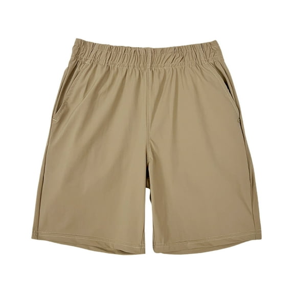 LLYwey Boys Shorts, Toddler Boys' Athletic Basketball Shorts, Kids Summer Causal Loose Solid Color Elastic Waist Pull on Short Pants with Pockets, New-Md63, Khaki, 8T
