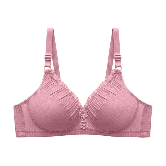 LLYwey Bra No Padding Woman's Solid ColorPlus Size Comfort Bra Without Underwire Women Size Polyester Pullover Bra Style LW-158 Pinks 85B