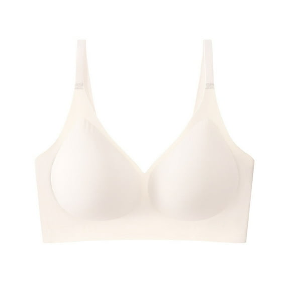 LLYwey Bralettes for Women Padded Women's Sports Bra Without Underwire Solid Color Push up Bra Women's Plus Size Nylon Lift Bra Style LW-291 Beige M