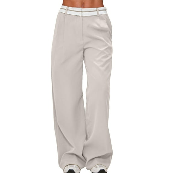 LLYwey Cargo Pants Women High Waisted Ladies Solid Color Hanging Casual Wide Leg Trousers with Decorative Pockets At the Back for A Stylish Look Pants New Full Length Pants Regular Fitted Silvers S