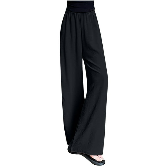 LLYwey Cotton Pajama Pants Women Ladies Breathable High Waisted Hanging Mosquito Proof Thin Straight Leg Wide Leg Pants New Full Length Pants Trousers Regular Fitted Black L