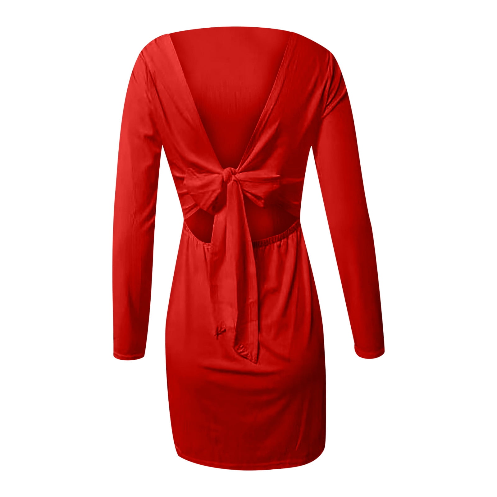 chinese dress ladies Long Sleeve Low V-Back Lace Wedding Dress with Bow – misaislestyle main image 0