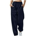 thumbnail image 1 of LLYwey s Yoga Dress Pants for Women Ladies Fashion Casual Solid Elastic Waist Trousers Long Straight Pants New Full Length Pants Regular Fitted Navy XL, 1 of 6