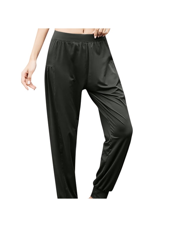 Straight Leg Sweatpants for Women Ladies Solid Color Sports and Leisure Brushed Yoga Drawstring Pants New Full Length Pants Trousers Regular Fitted Black S