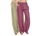 thumbnail image 1 of LLYwey Women's Dress Pants Ladies Casual Trousers Solid Drawstring Waist Long with Pocket New Full Length Regular Fitted Green XXL, 1 of 8
