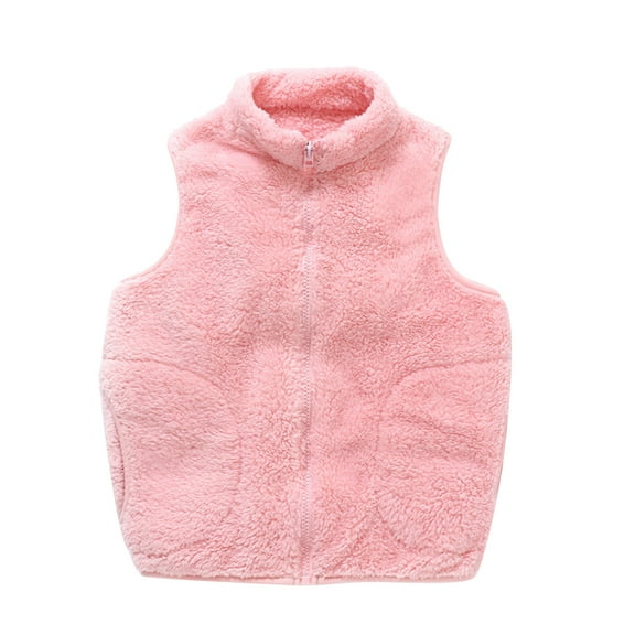 LLYwey Coat for Baby Boy Winter Toddler Kids Baby Boys Girls Fashion Cute Solid Color Windproof Pocket Zipper Keep Warm Vest Coat New Big Boys Sleeveless Casual Jackets Outwear Pinks 1-2T
