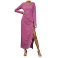 thumbnail image 1 of LLYwey Cocktail Dresses for Women New Fashion Split Button Skirt Color Long Sleeve Dress New Midi Dresses Pinky L, 1 of 1