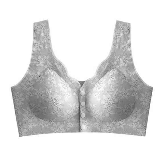 LLYwey Comfortable Bras Winter Women's Front Buckle Solid Color No Underwire Bra Daily Bra Juniors Size Nylon Cami Bra Style LW-9 Gray XL