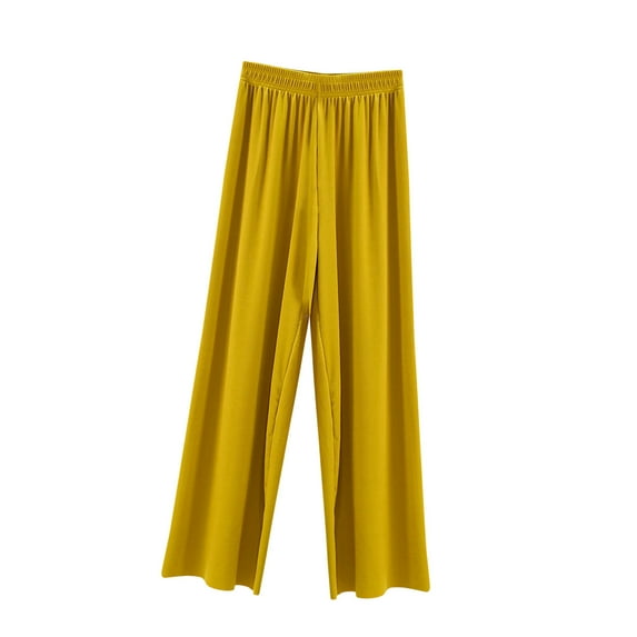 LLYwey Comfortable Pants For Women Women's Fashion Sport Relaxed Loose Elastic Waist Long Sweatpants Solid Color Bound Feet Casual Work Pants Female Long Pant Style H476 Yellow XL
