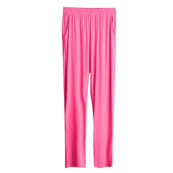 LLYwey Comfortable Pants For Women Women's Solid Color Trousers Thin Casual Pajamas Loose Plus Size Home Trousers Sports Can Worn Outside Female Capris Pants Long Pant Style H466 Pinky M