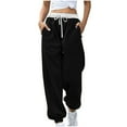 thumbnail image 1 of LLYwey Comfortable Work Pants Women Women Fashion Color Block Printed Drawstring Pants Plus Size Work Pants Long Pant Style H96 Black M, 1 of 5