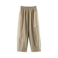 thumbnail image 1 of LLYwey Comfy Pants Women's Fashion Solid Color Casual Elastic Waist Pockets Long Pants Female Sweatpants Long Pant Style H1354 Khaki XXL, 1 of 3