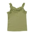 thumbnail image 1 of LLYwey Cute Ruffle Tank Tops for Girls Summer Ruffled Sleeveless Tees Shirts Toddler Kids Casual Loose Solid Color Camisole Undershirts, T-65, Green-a, 4T, 1 of 3