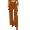 thumbnail image 1 of LLYwey Deals Clearance Pull on Pants for Women Ladies Straight Leg Pants Elegant High Waisted Flared Pants New Full Length Pants Trousers Regular Fitted Orange M, 1 of 4