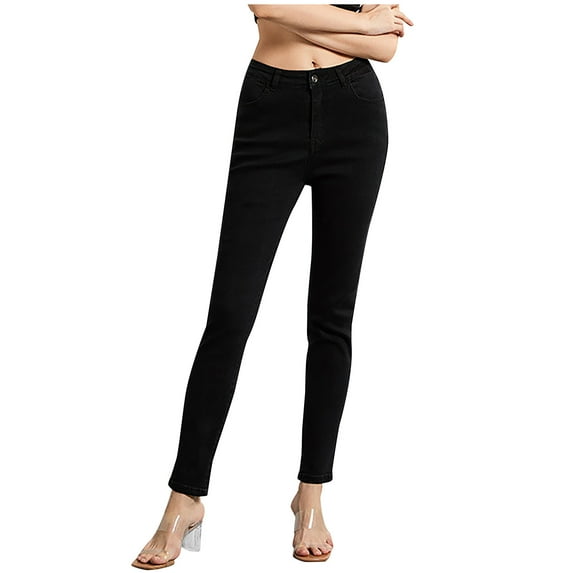 LLYwey Women Khaki Pants Ladies' Slim Suit High Waisted High Stretch Jeans New Full Length Pants Trousers Regular Fitted Black M