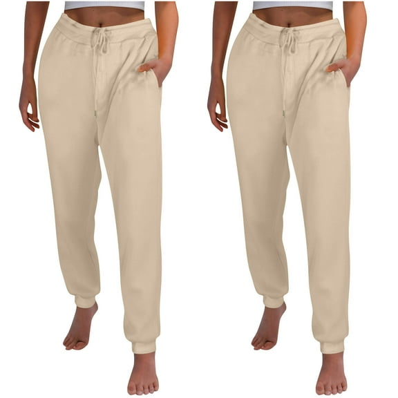LLYwey Golf Pants Women Ladies Casual Trousers Pants Plus Velvet Thick Solid Color Large Size Running Fitness Sports Pants New Full Length Pants Regular Fitted Khaki S