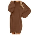 thumbnail image 1 of LLYwey Deals Outdoor Wedding Guest Dresses for Women Fashion Winter Casual Solid Dress Long Sleeve Dress New Wrap Dresses Brown S, 1 of 6