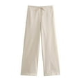 thumbnail image 1 of LLYwey Wide Leg Pants Woman Ladies Fall/Winter Home Style Solid Color Pajama Pants New Full Length Pants Trousers Regular Fitted Beige S, 1 of 4