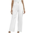 thumbnail image 1 of LLYwey Dress Pants For Women Women's Zippered Mid Waist Slightly Stretch Straight Slim Casual Trousers Comfy Pants Female Long Pant Style H860 White M, 1 of 5